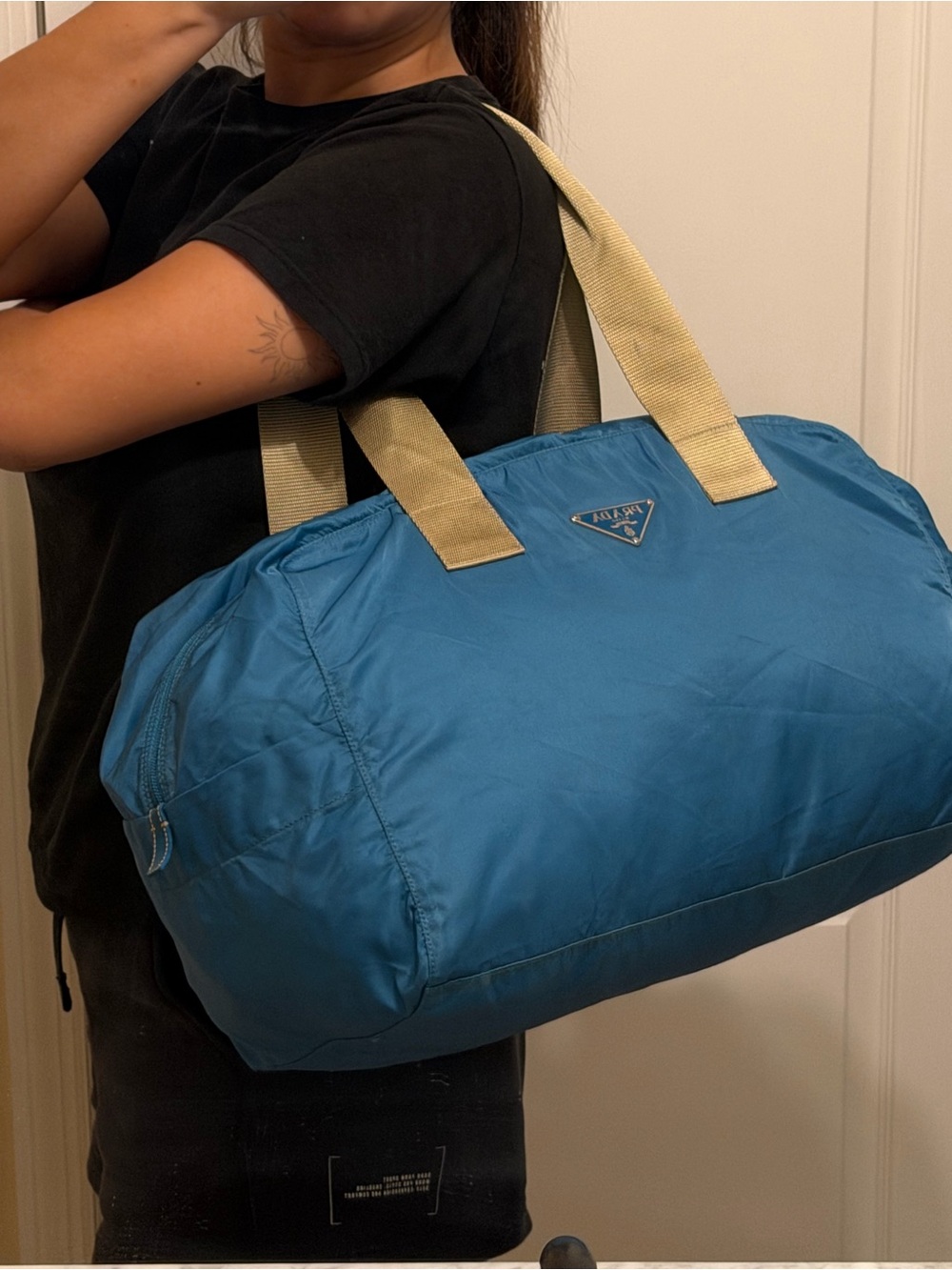Prada Vela Sport Boston Blue Nylon Travel Gym Bag - Picture 11 of 15